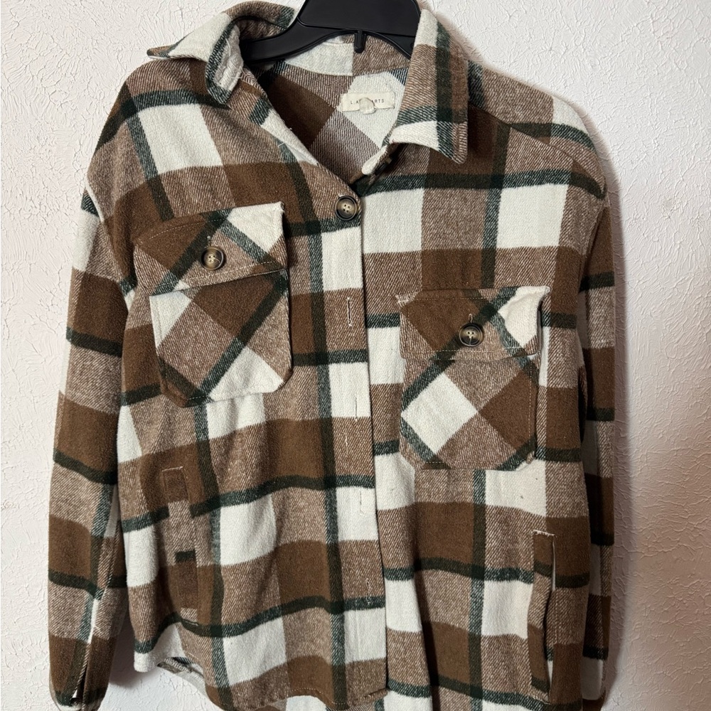 La Hearts Tan and Cream Checkered Jacket